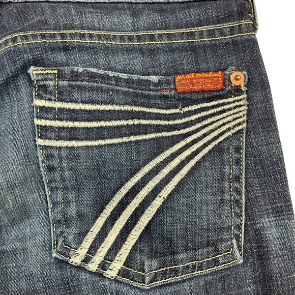 7 For All Mankind Dojo Flare Jeans Womens Size 28 Dark Wash Cotton Blend USA-Mad - Picture 2 of 12
